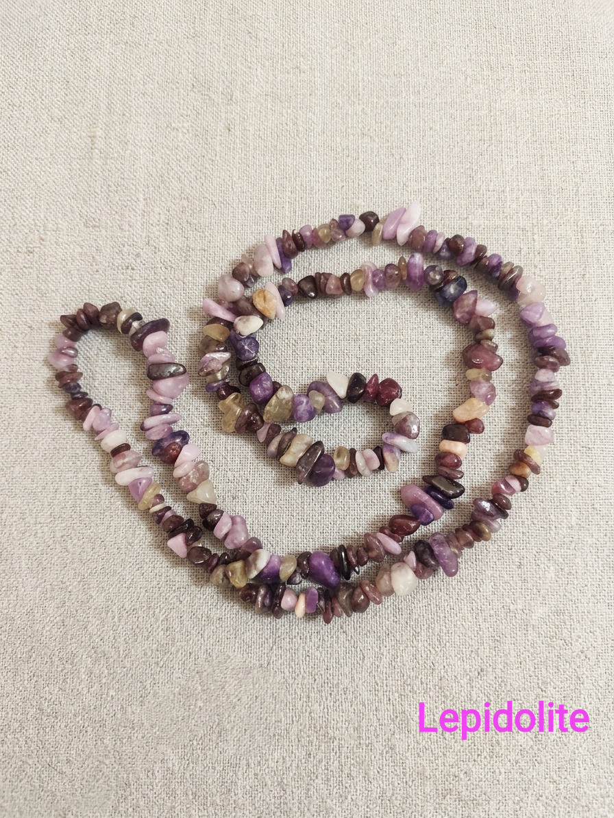 Natural Stone Chips Necklace — Turquoise, Mookaite, Obsidian and others | 80 cm