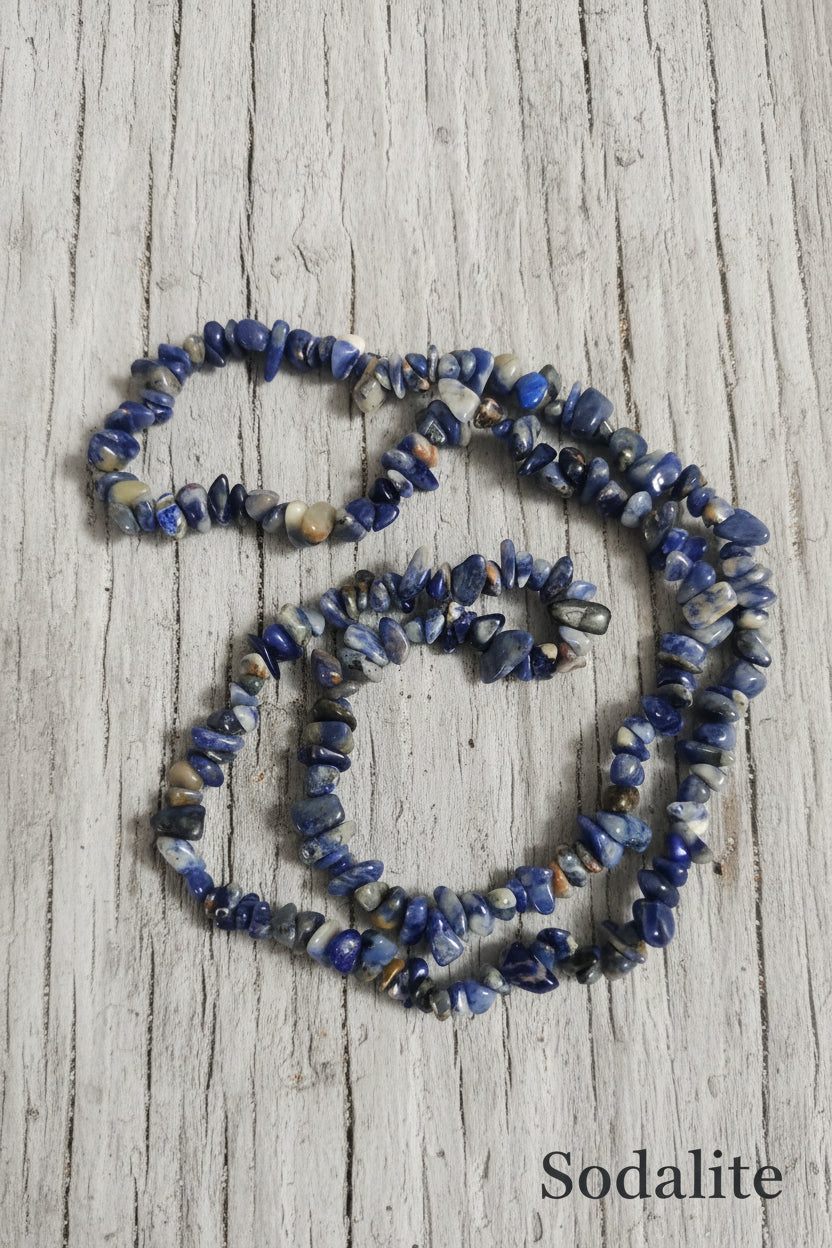 Collana Chips di Pietre Naturali — Ametista, Amazzonite, Fluorite, Lapislazzuli e molte altre | 80 cm