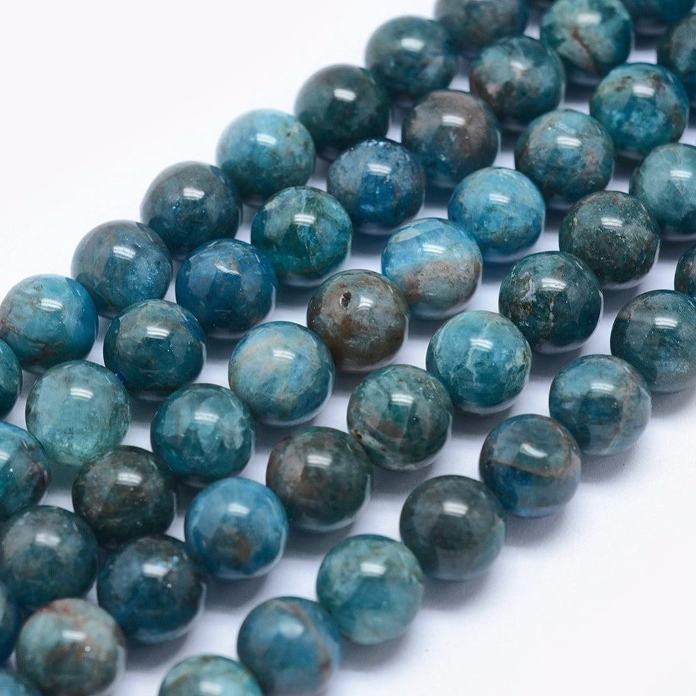 Natural Apatite — Round Beads 6.5mm | Strand ~40 cm