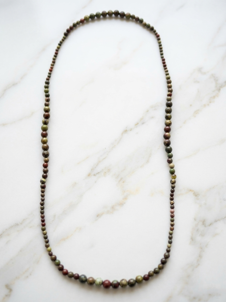 Natural Dragon Blood Jasper Mala Necklace — 4/6/8mm Beads | 85 cm
