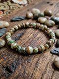 Bracelet en Agate Tibétaine — Sphères 6/8mm | 18-22 cm