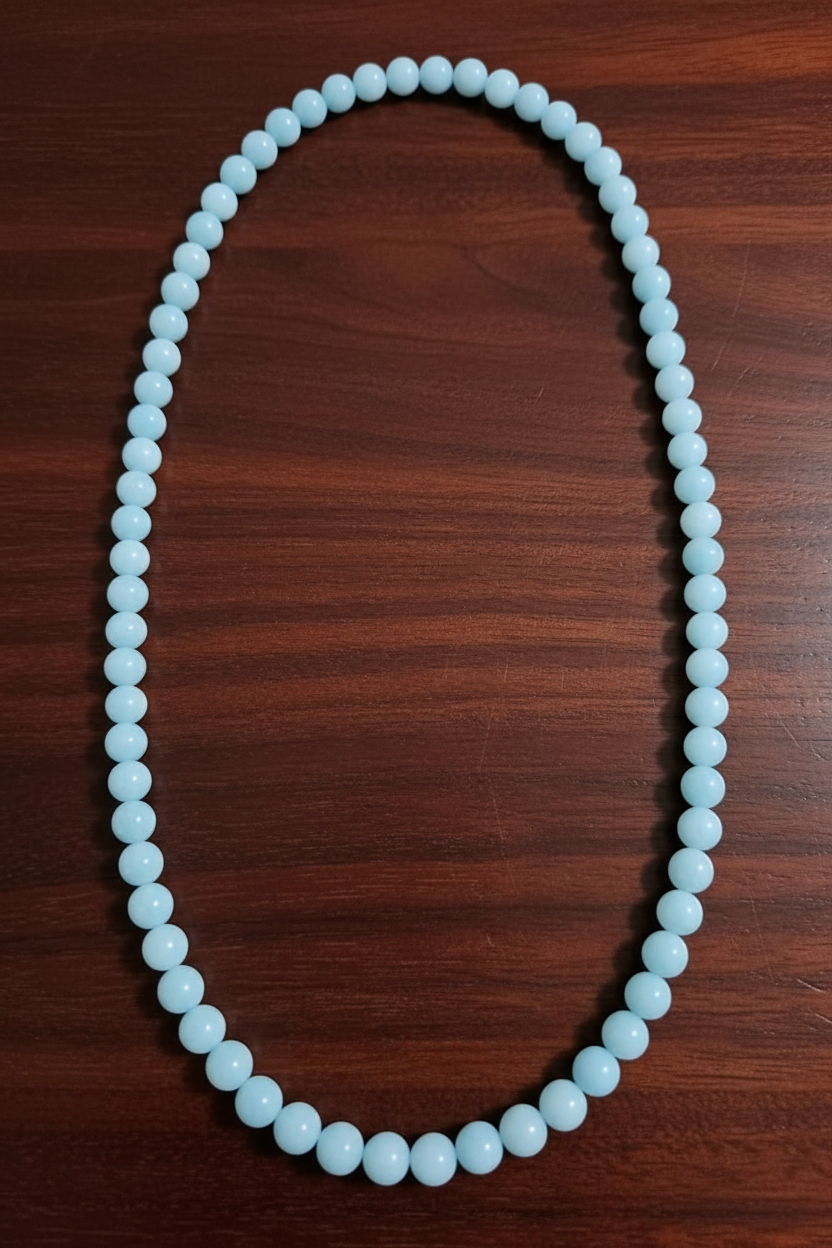 Natural Aquamarine Chalcedony Necklace — 10mm Beads | 75 cm