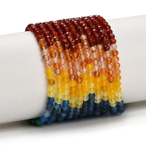 Agata Multicolori — Colori sfumati — Perline Sfaccettate 3mm | Filo ~38 cm