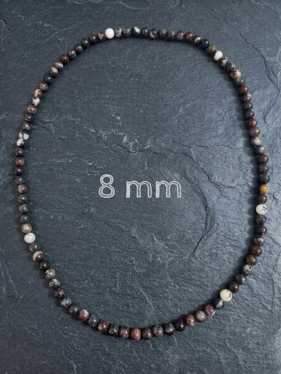 Brecciated Jasper Mala Necklace — 6/8/10mm Beads | 75 cm