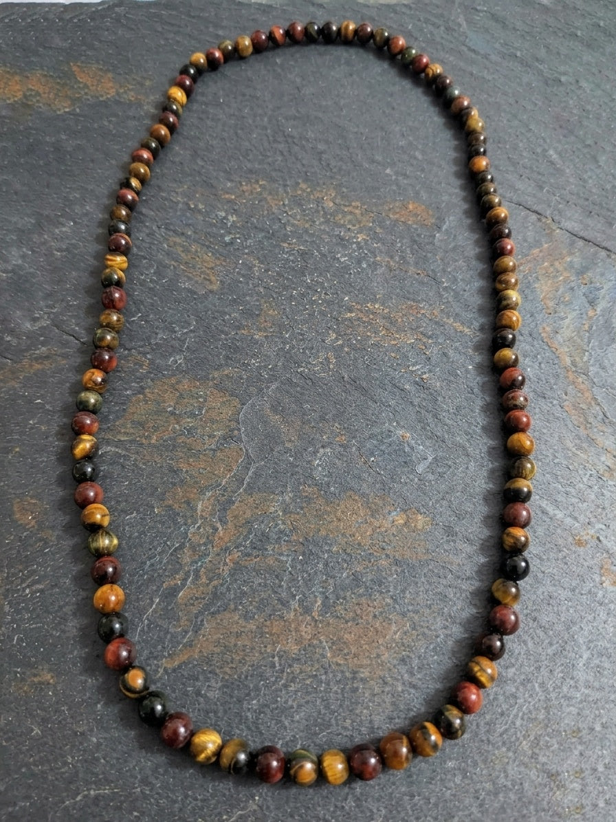 Collana Mala di Occhio di Tigre Colorful — Sfere 8mm | 75 cm