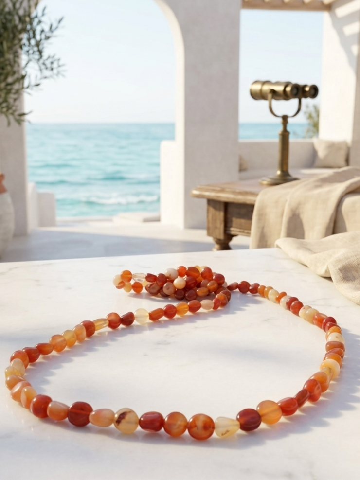 Brazilian Red Agate Necklace — Nuggets 10x12mm | 120 cm