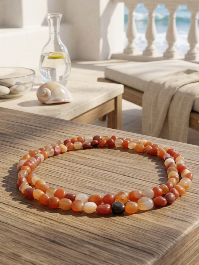 Brazilian Red Agate Necklace — Nuggets 10x12mm | 120 cm