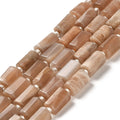Pierre de soleil naturelle — Colonnes facettées 8,5≈11x5,5≈6,5mm | 15 pcs | Fil ~19 cm