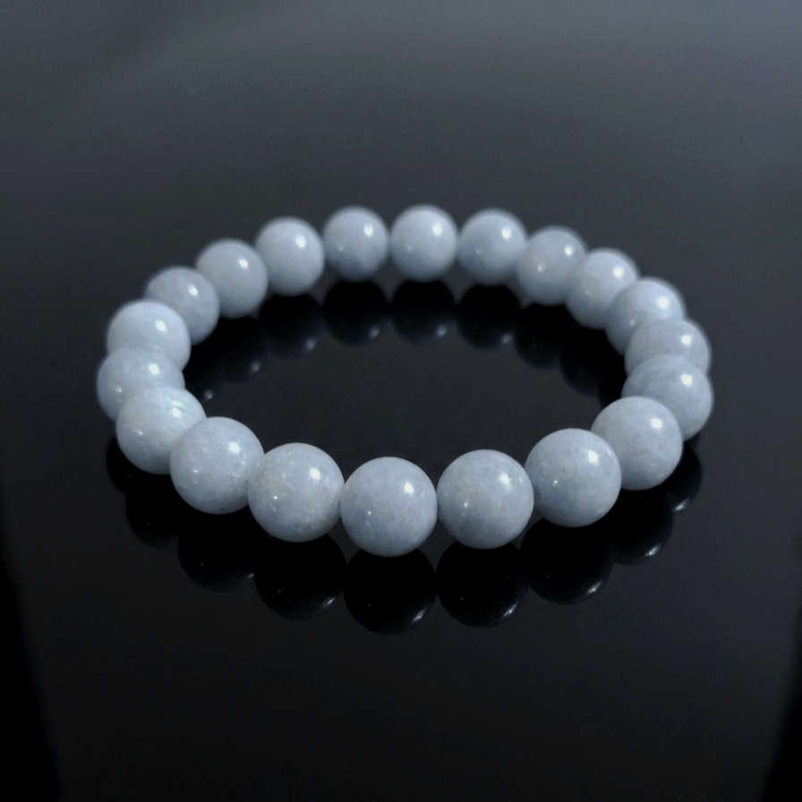 Bracciale di Calcedonio Acquamarina — Sfere 10mm | 18-19 cm
