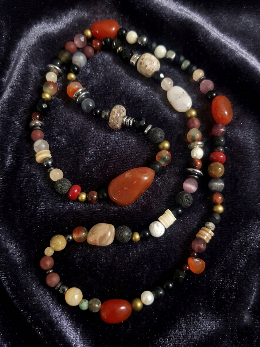 Multi Natural Stones Necklace — Mixed Stones | 75 cm