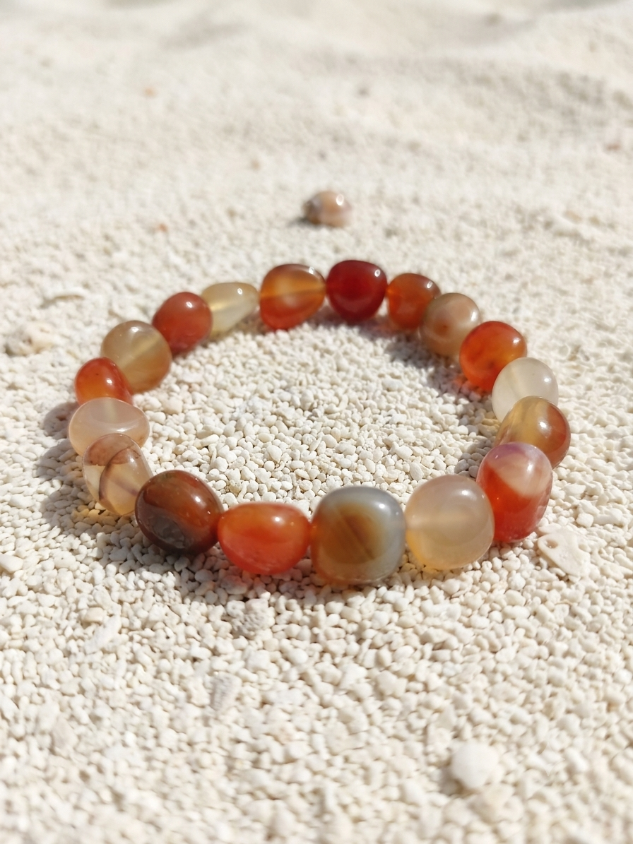 Bracciale di Agata Rossa del Brasile — Nuggets 10x12mm | 18-19 cm