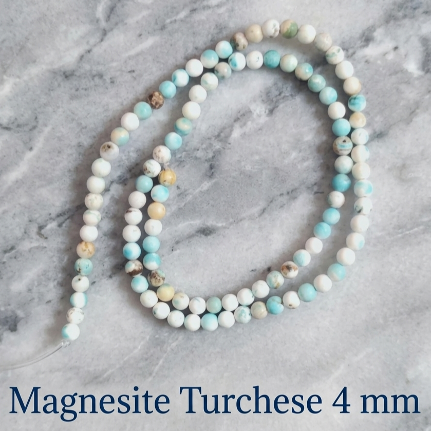 Natural Turquoise Magnesite — Round Beads 4/6/8mm | Strand ~39 cm