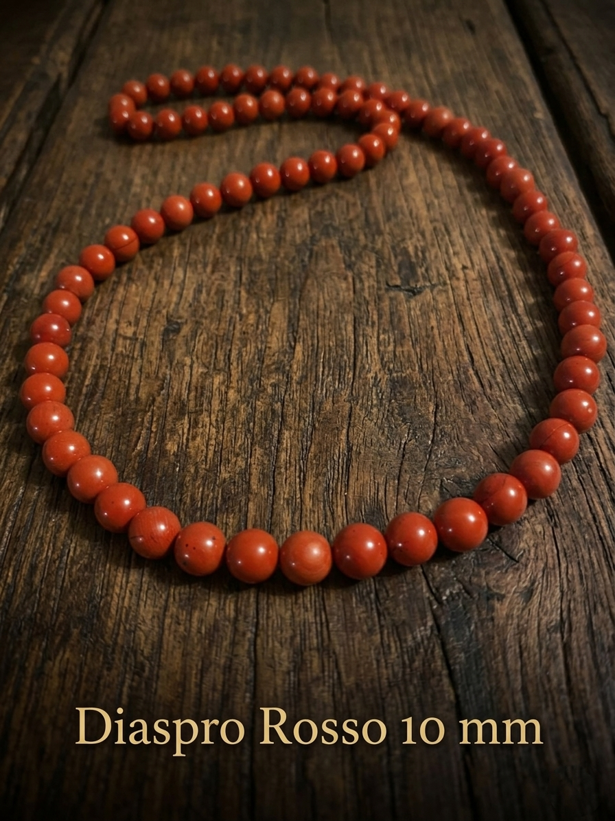 Natural Red Jasper Mala Necklace — 8mm or 10mm Beads | 75 cm