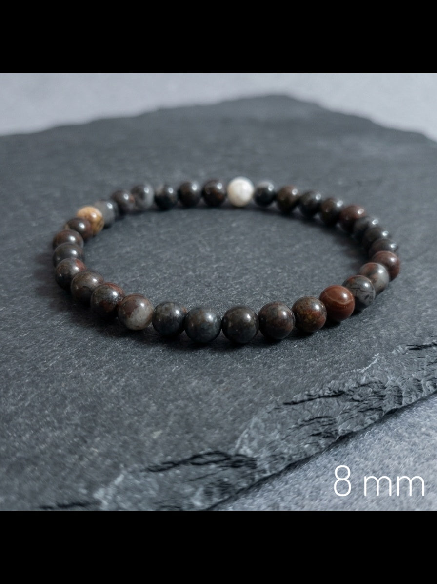 Bracciale di Diaspro Brecciato — Sfere 6/8mm | 18-22 cm