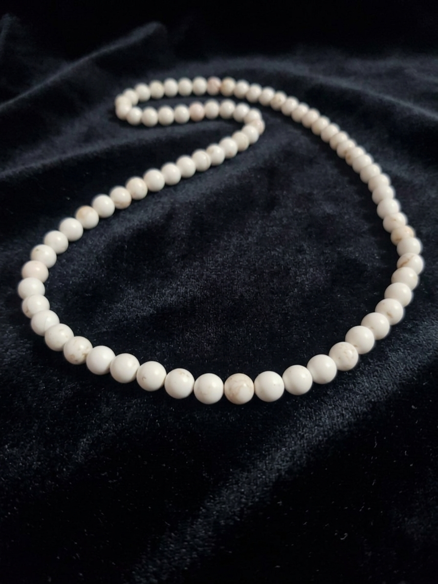 Natural Magnesite Necklace — 10mm Beads | 75 cm