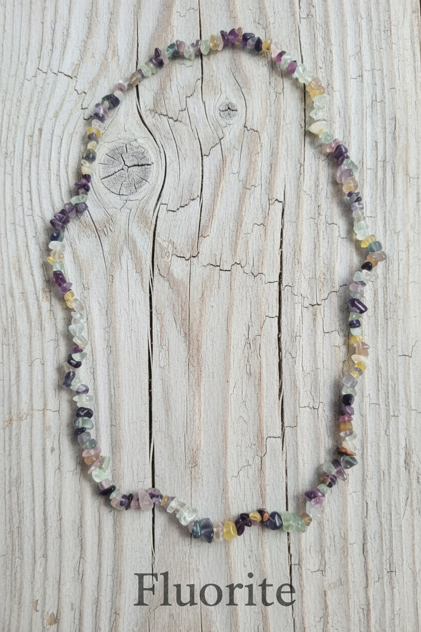 Collana Chips di Pietre Naturali — Ametista, Amazzonite, Fluorite, Lapislazzuli e molte altre | 80 cm