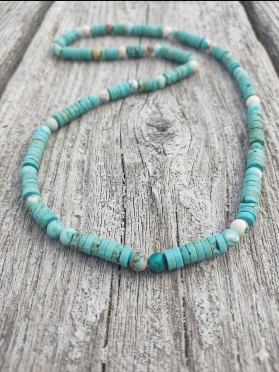 Unisex Natural Magnesite Necklace — 8mm Beads | 75 cm
