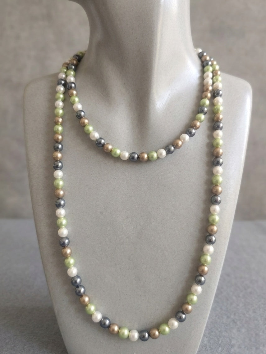 Collana di Perle di Madreperla Naturale — 8mm | 120 cm.