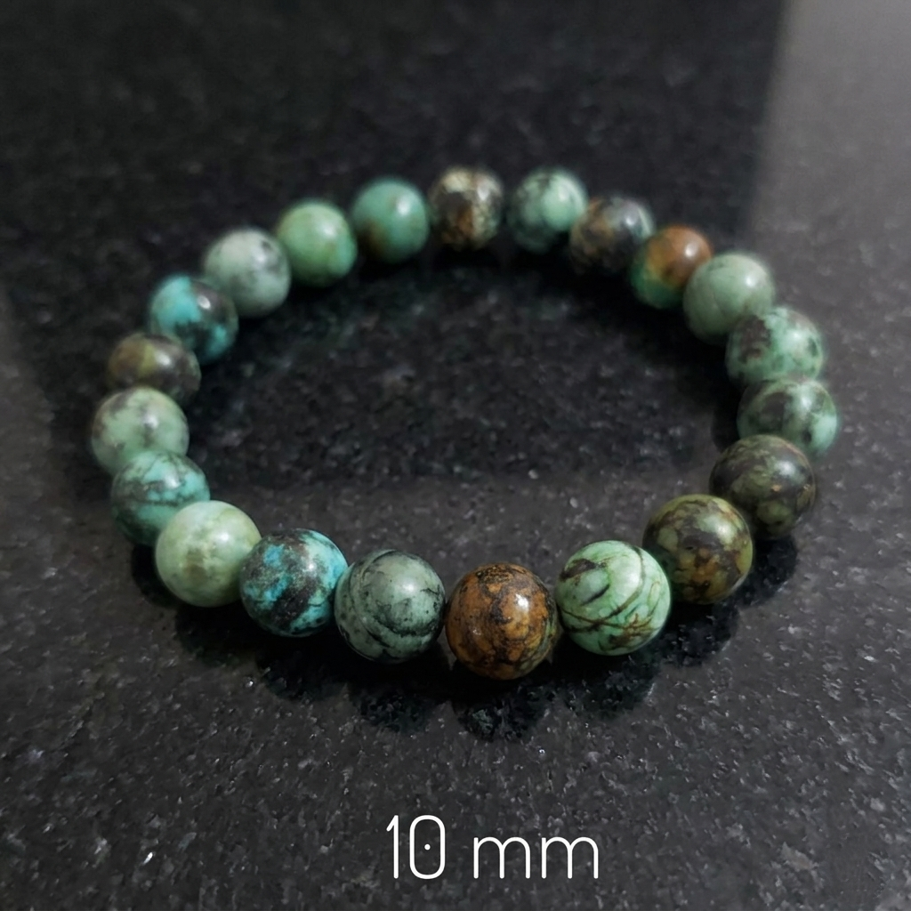 Bracciale di Turchese Africano (Diaspro) — Sfere 6/8/10mm | 18-22 cm