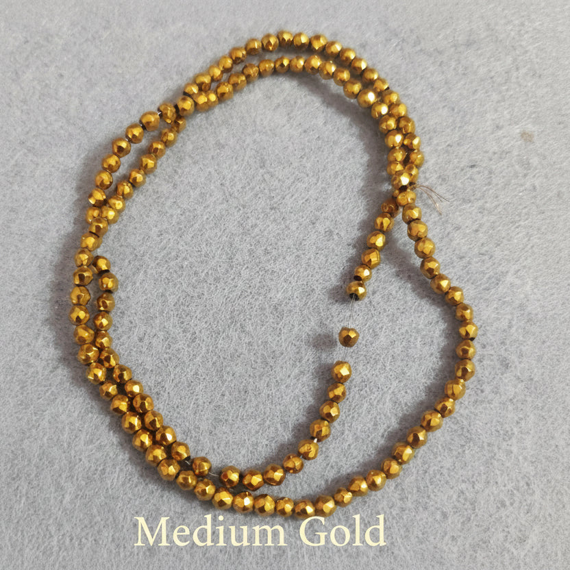 Ematite — Perline Sfaccettate 3mm | Medium Gold, Rose Gold | Filo ~40 cm