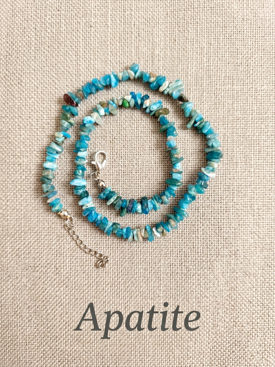 Natural Stone Chip Necklace — Apatite, Fluorite, Obsidian and more | 40 cm