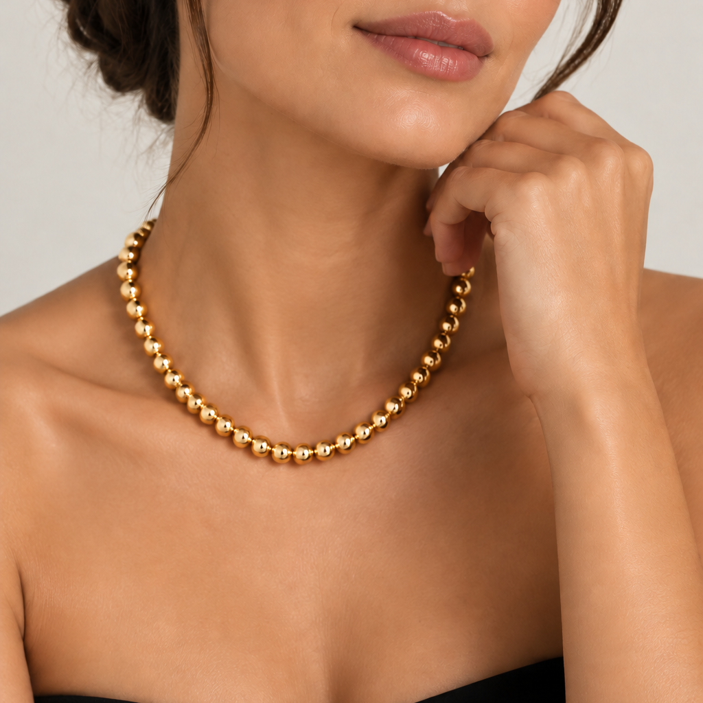 Hematite Necklace — 6mm Round Beads | Gold, Light Gold and Rose Gold | 40 or 45 cm