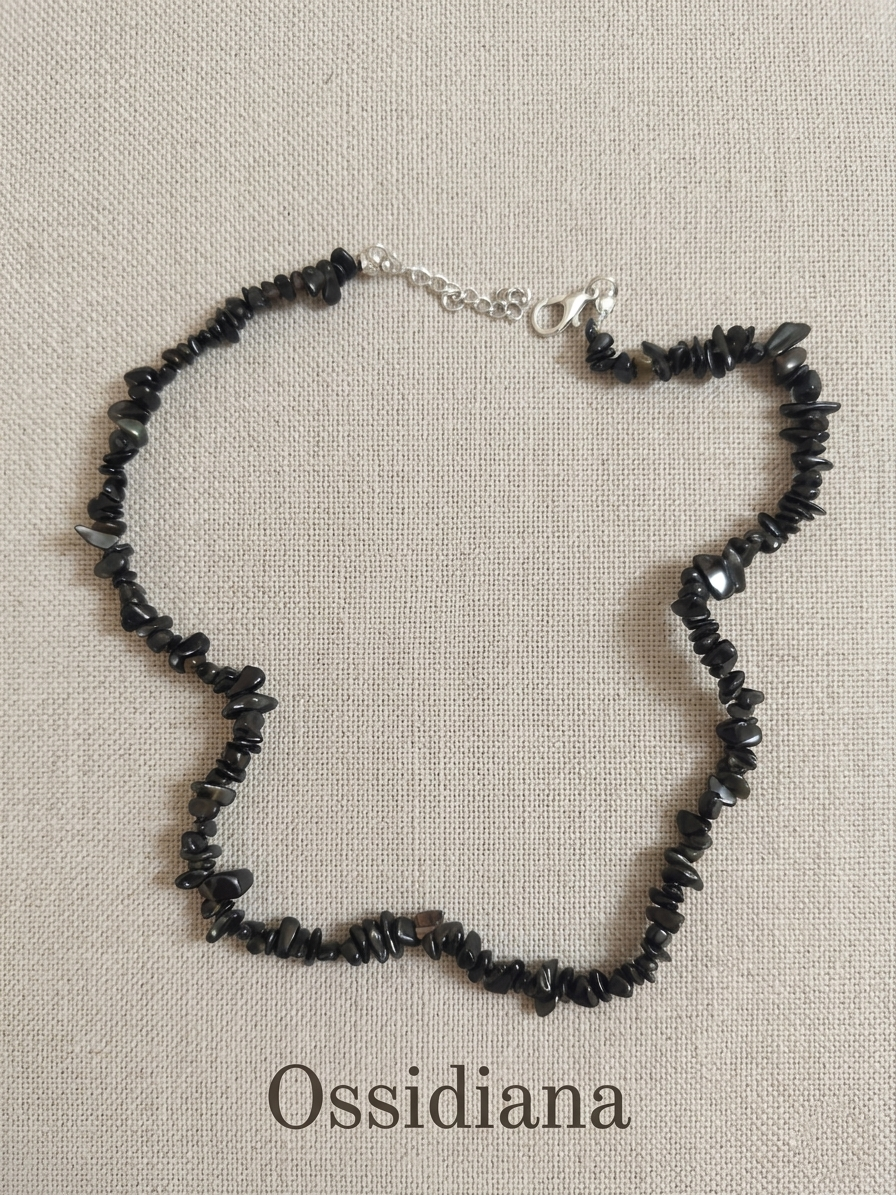 Natural Stone Chip Necklace — Apatite, Fluorite, Obsidian and more | 40 cm