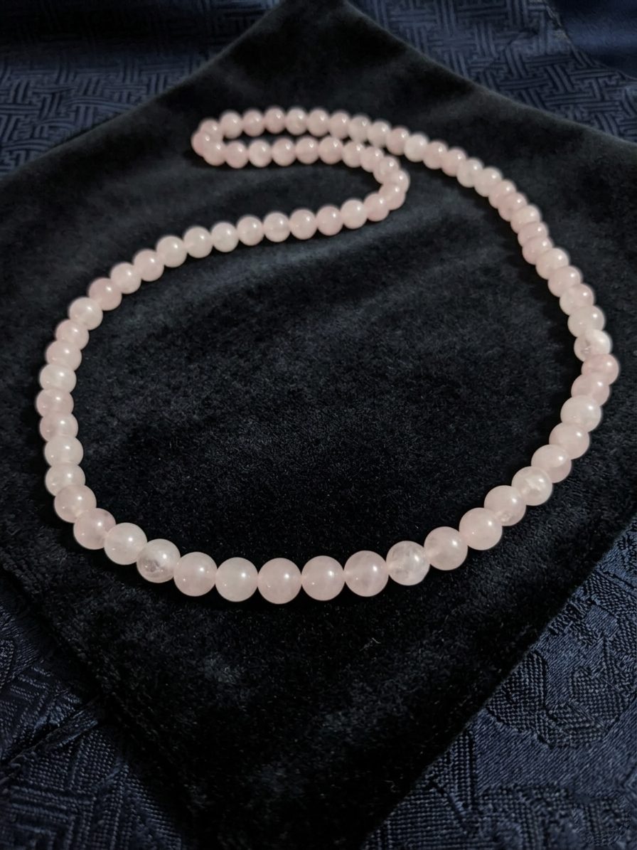 Natural Rose Quartz Necklace — 10mm Beads | 75 cm