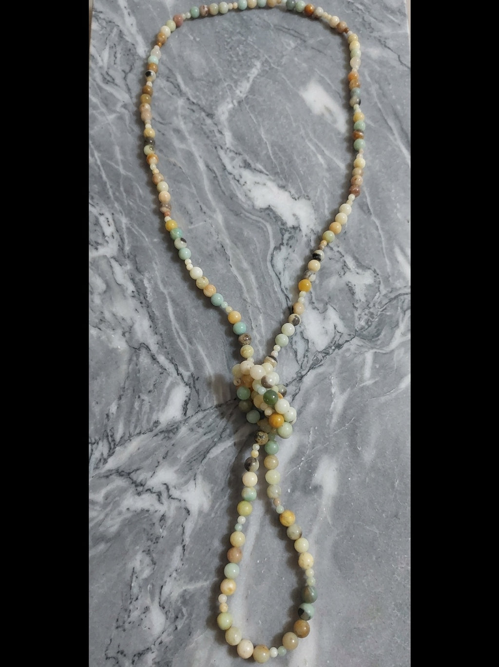 Long Necklace with Natural Flower Amazonite — Stones 4/8mm | 150 cm