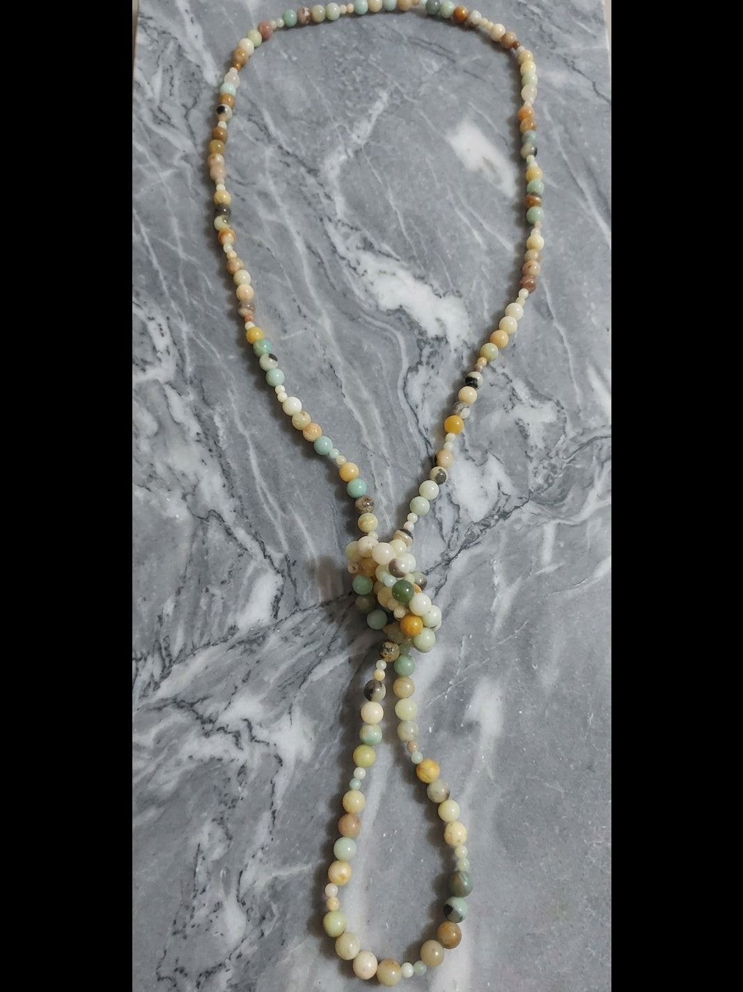 Long Necklace with Natural Flower Amazonite — Stones 4/8mm | 150 cm