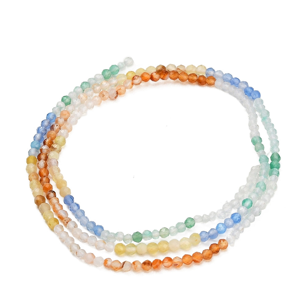 Agata Multicolori — Colori sfumati — Perline Sfaccettate 2mm | Filo ~39 cm