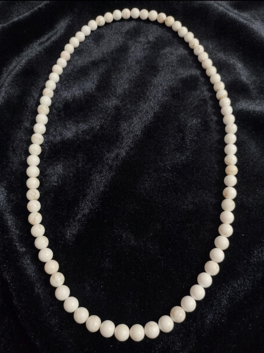 Natural Magnesite Necklace — 10mm Beads | 75 cm