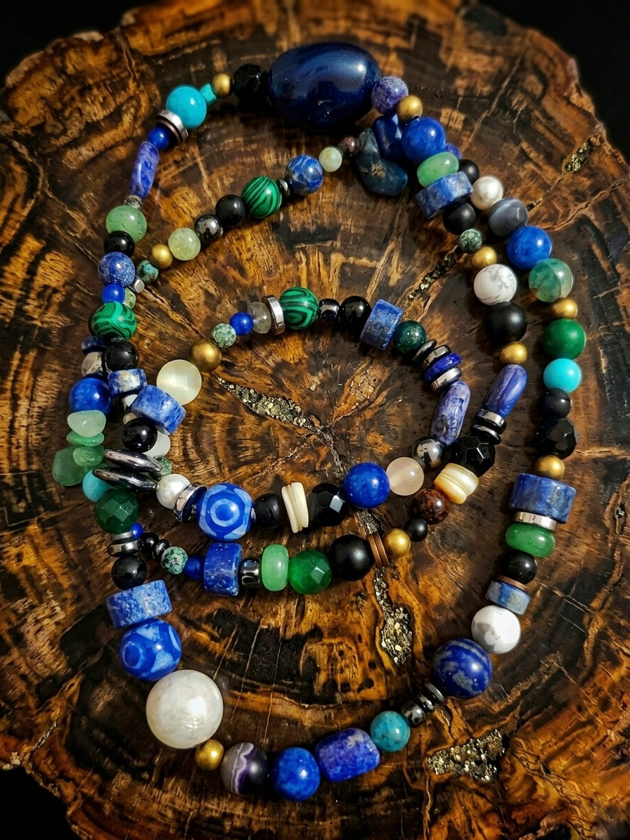 Multi Natural Stone Necklace — Mixed Stones | 75 cm