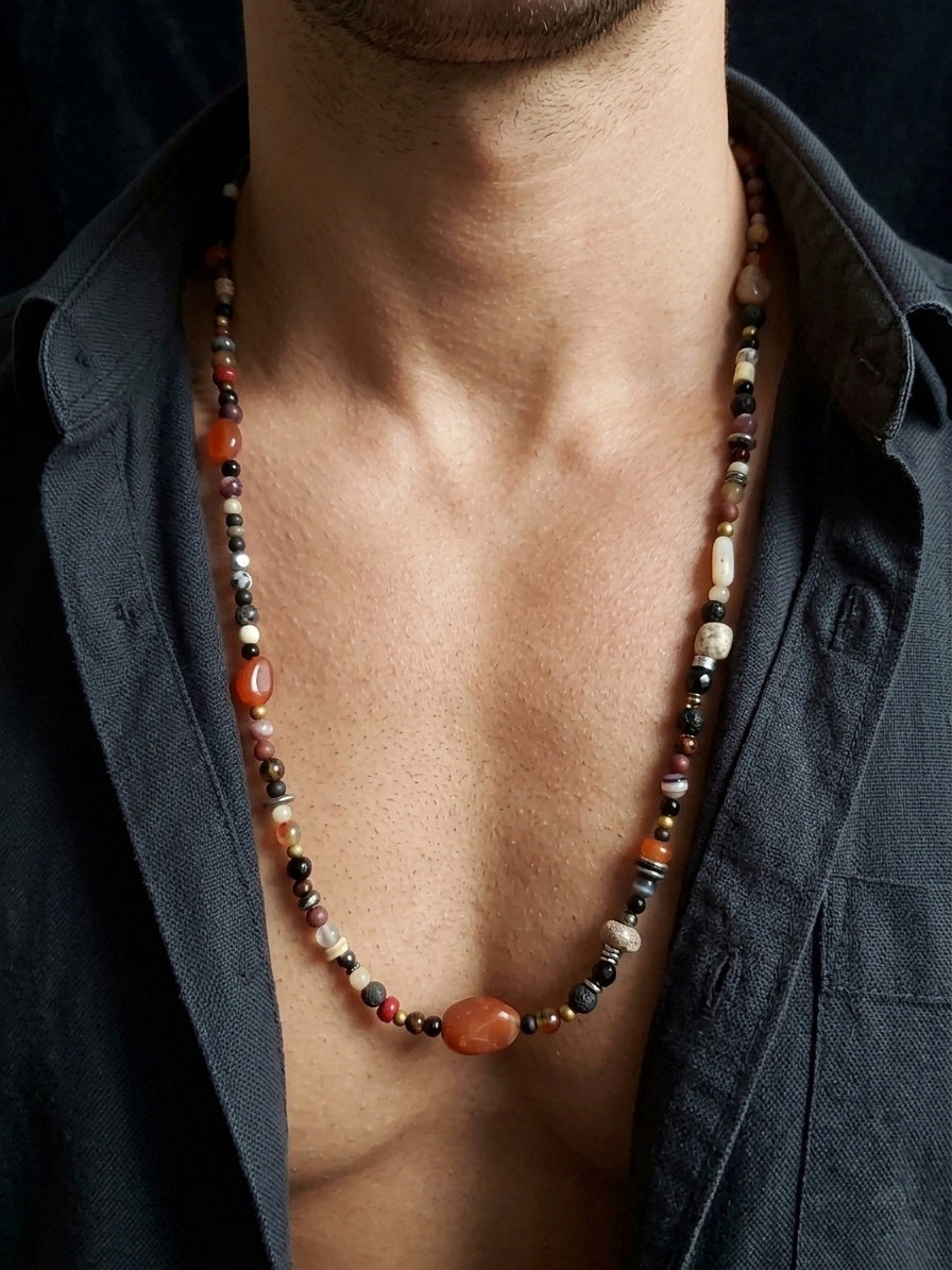 Multi Natural Stones Necklace — Mixed Stones | 75 cm