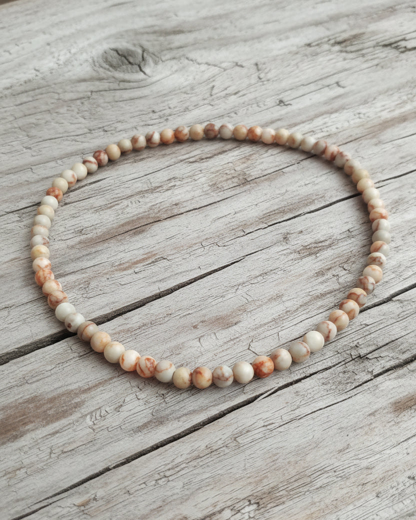 Collana di Diaspro Netstone Rosso — Perline Tonde 6mm | 45 cm