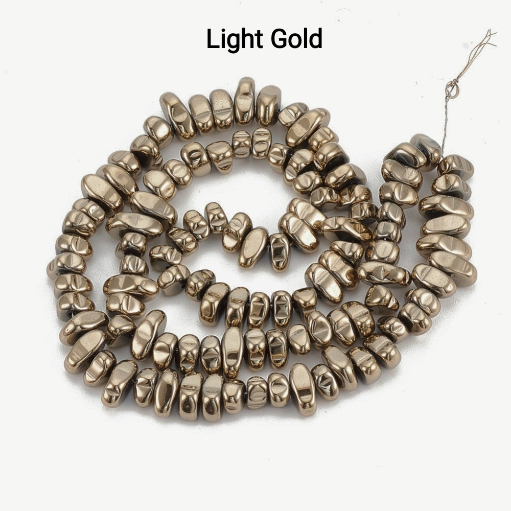 Ematite — Nuggets 4,5/10mm | Silver, Platinum, Light Gold | Filo ~38 cm