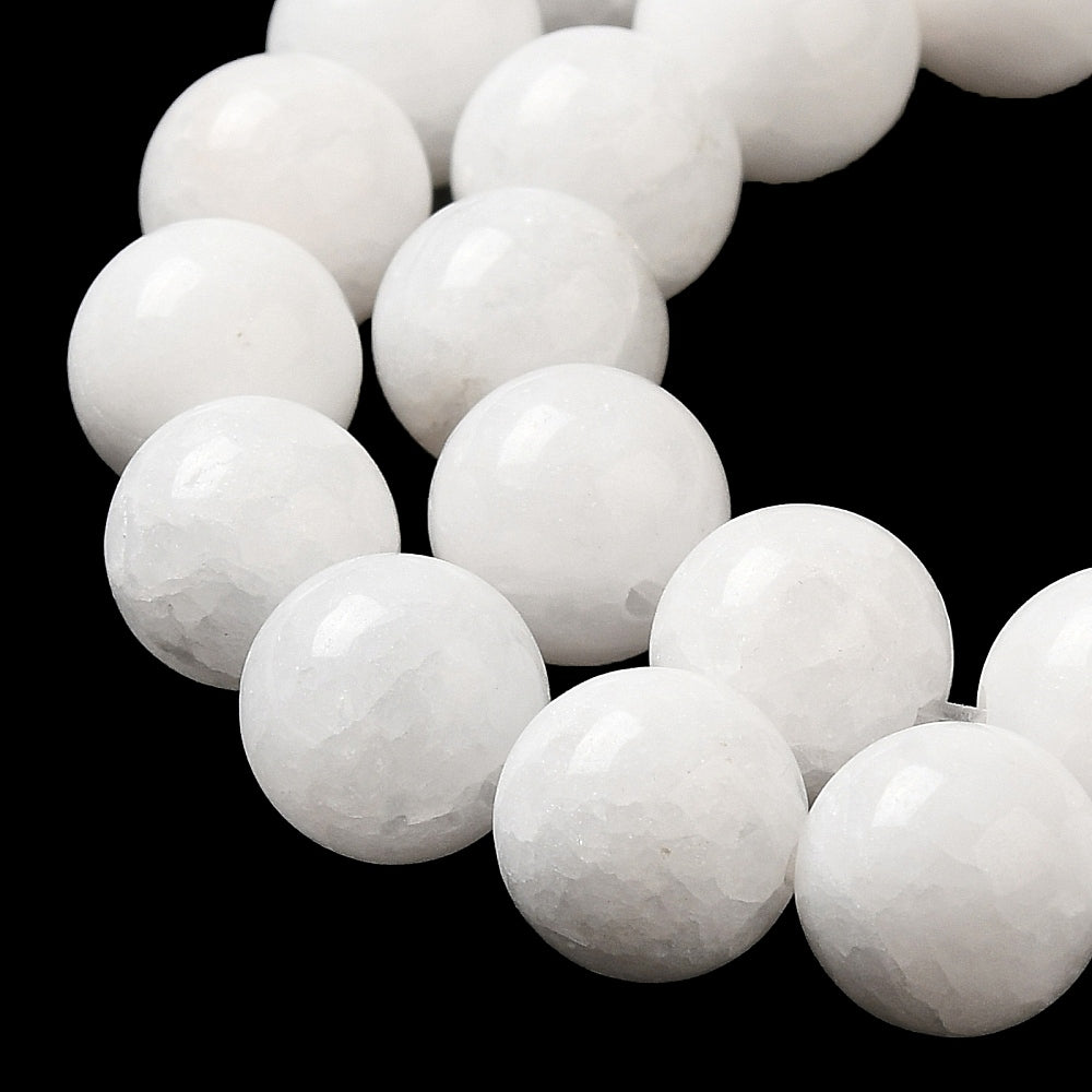 White Natural Jade — Round Beads 4/6/8mm | Strand ~39 cm