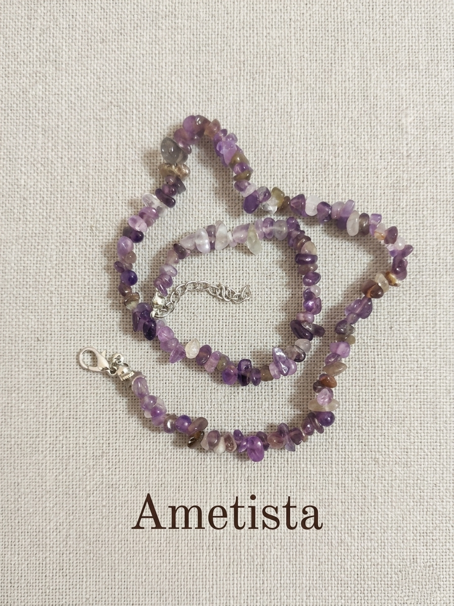 Natural Stone Chip Necklace — Apatite, Fluorite, Obsidian and more | 40 cm