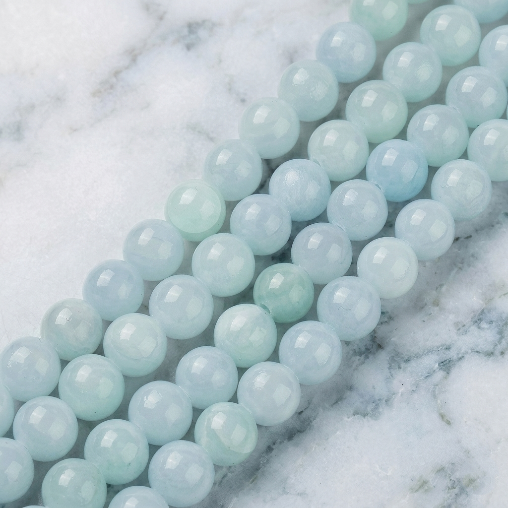 Natural Blue Jade — Round Beads 4mm | Strand ~39 cm