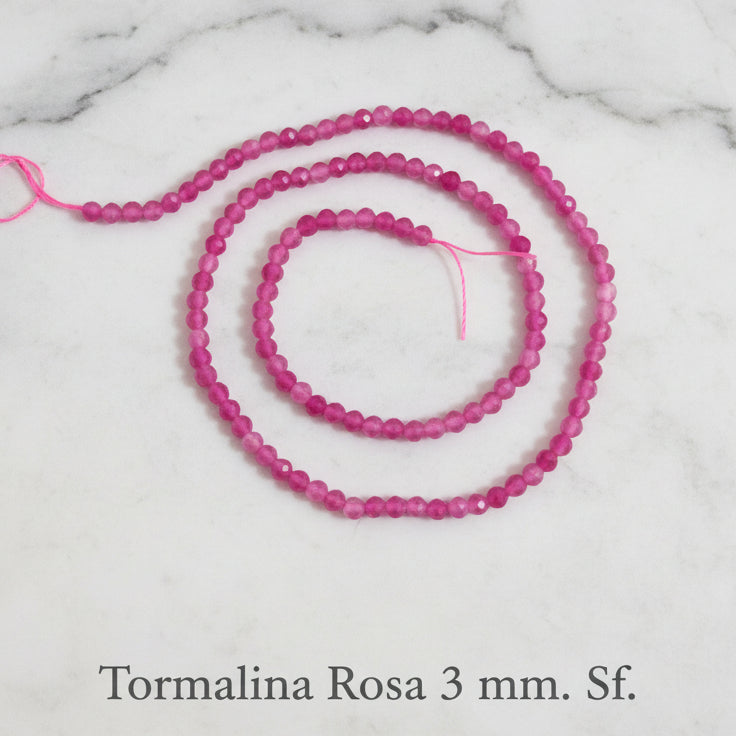 Natural Pink Tourmaline — Faceted Beads 2/3/4mm | Strand ~38 cm