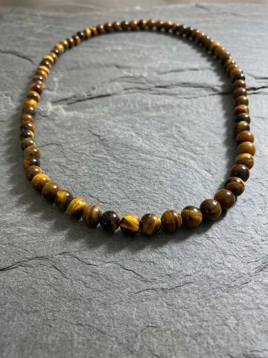 Collana Mala di Occhio di Tigre  — Sfere 10mm | 75 cm