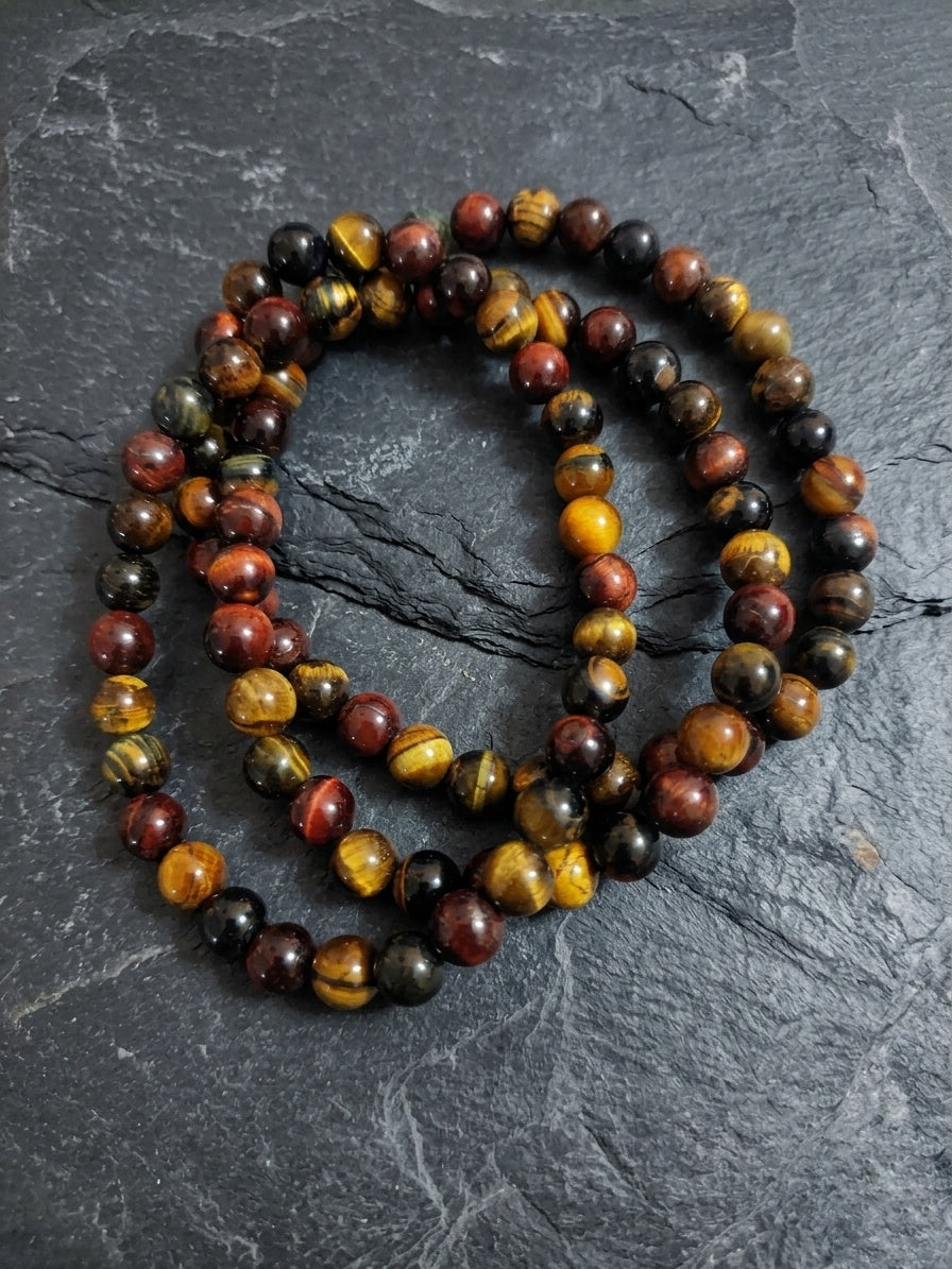 Collana Mala di Occhio di Tigre Colorful — Sfere 8mm | 75 cm