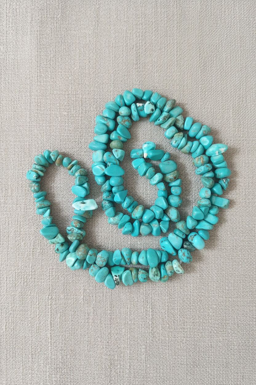 Natural Stone Chips Necklace — Turquoise, Mookaite, Obsidian and others | 80 cm