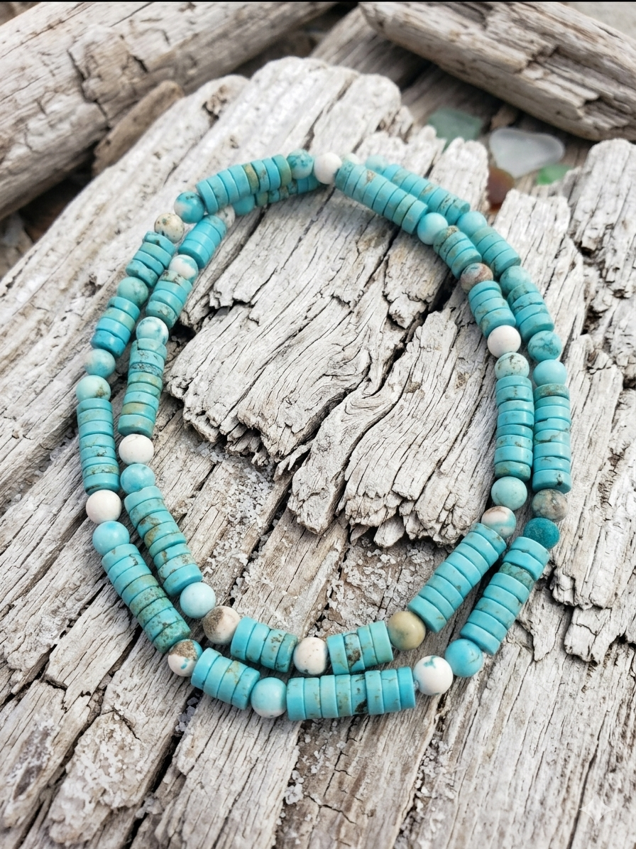 Unisex Natural Magnesite Necklace — 8mm Beads | 75 cm