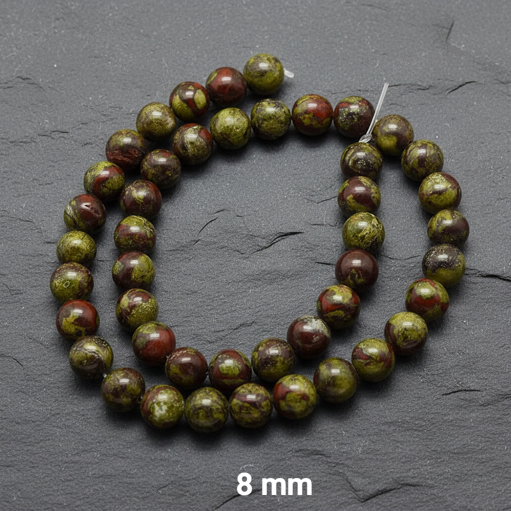 Jaspe Dragon Blood Naturel — Perles Rondes 4/6/8mm | Fil ~39 cm
