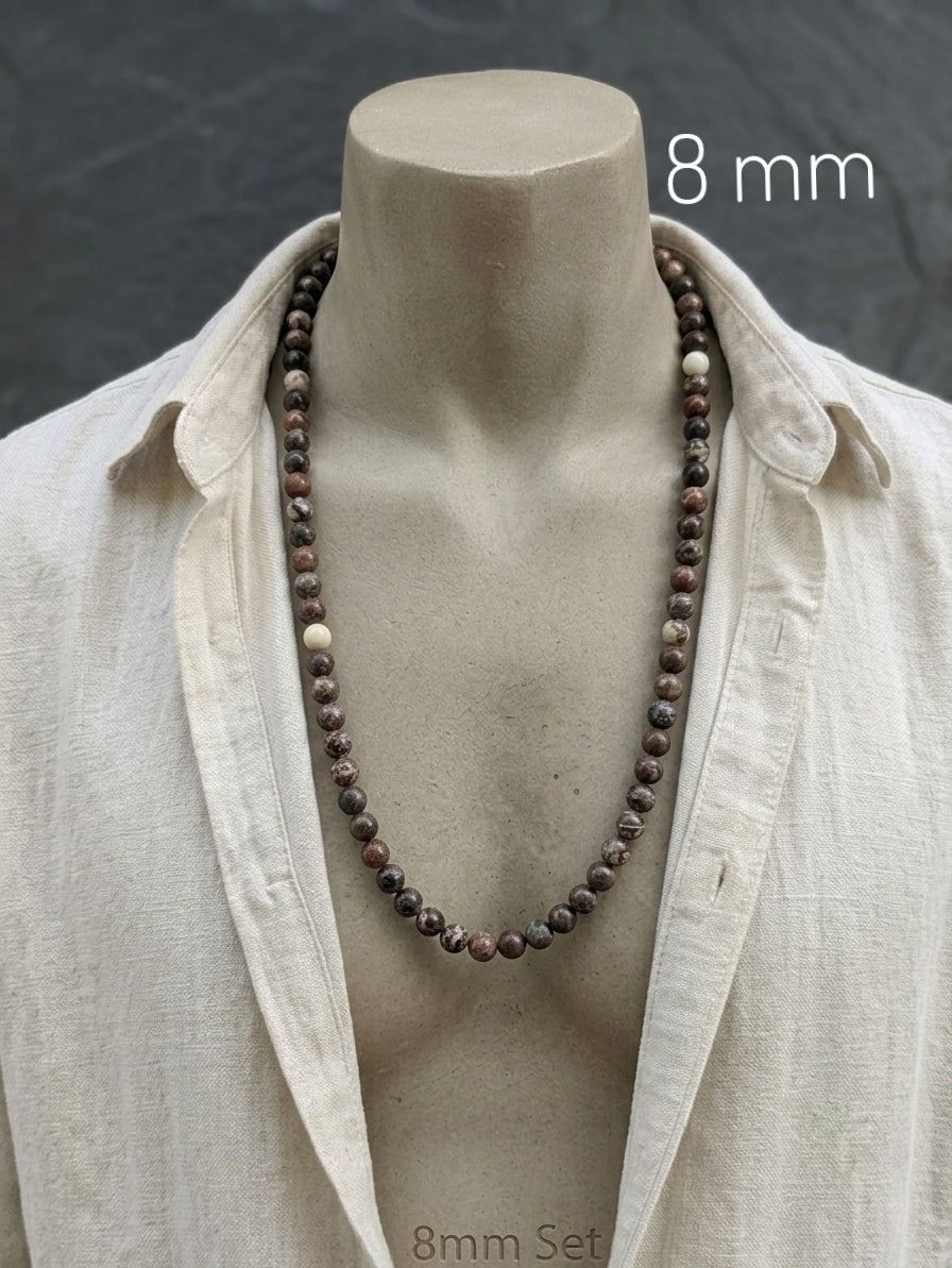 Brecciated Jasper Mala Necklace — 6/8/10mm Beads | 75 cm