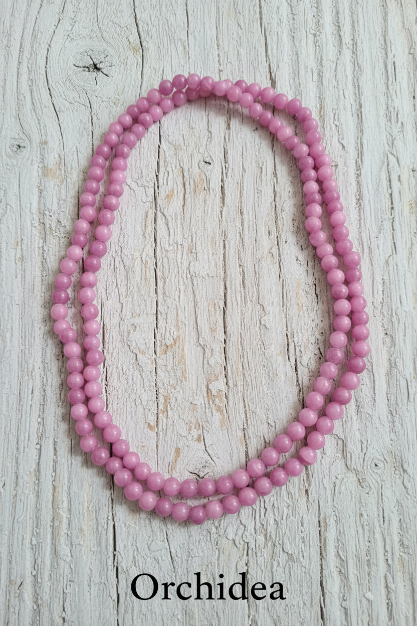 Long Necklace in 100% Natural Jade — 8mm Beads | Various Colors