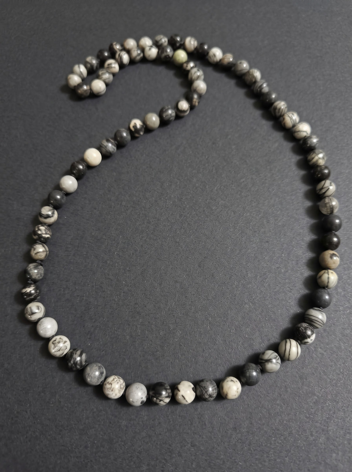 Collana Mala annodata di Diaspro Silk Netstone — Sfere 10mm | 80 cm