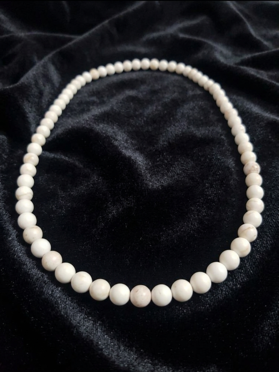 Natural Magnesite Necklace — 10mm Beads | 75 cm