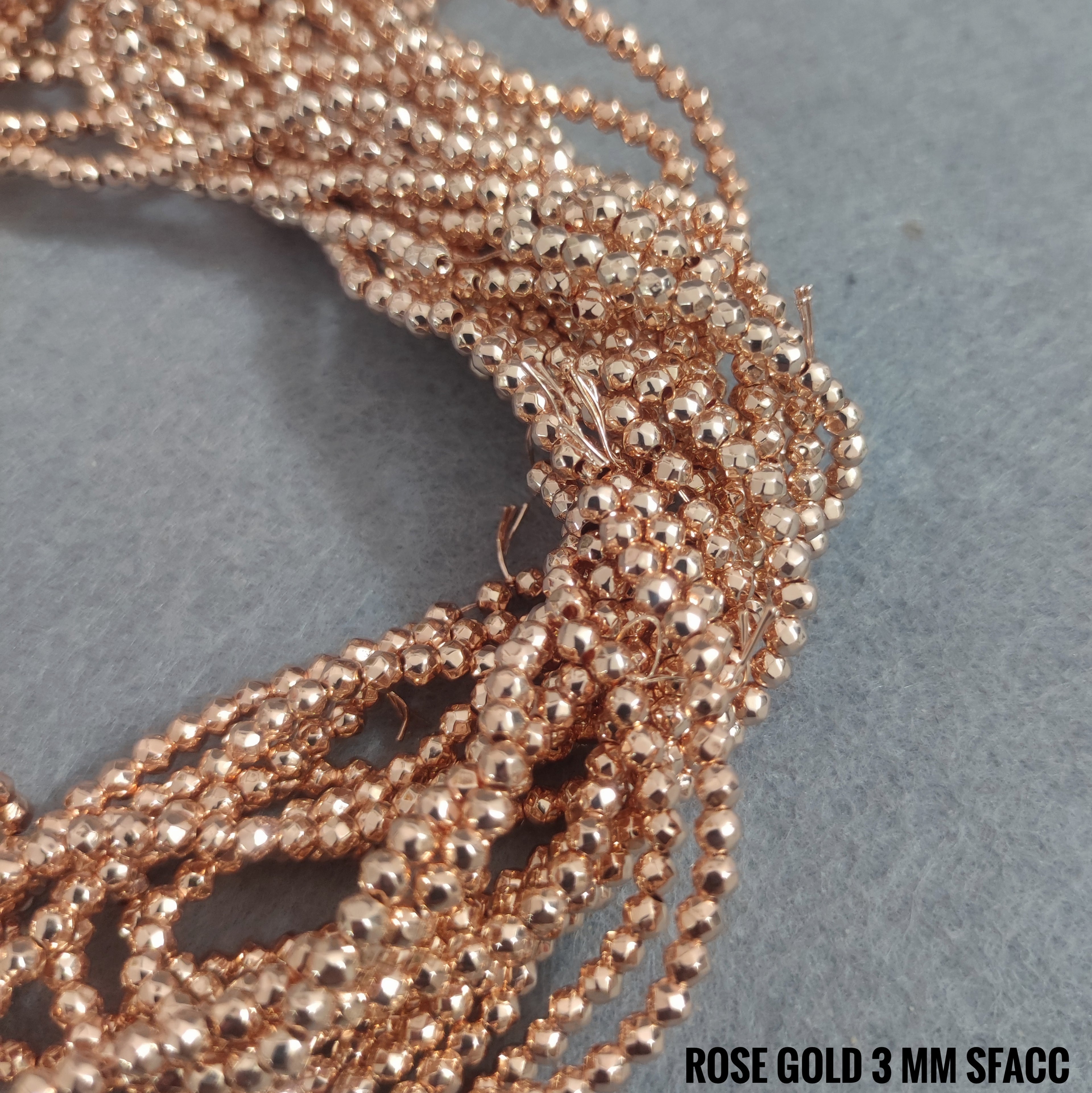 Ematite — Perline Sfaccettate 3mm | Medium Gold, Rose Gold | Filo ~40 cm